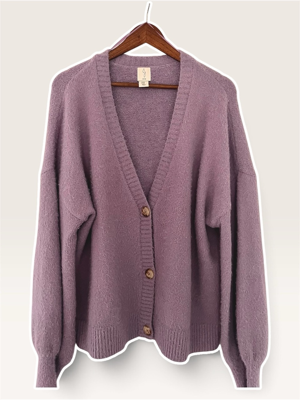 Joie Lavender Fuzzy Eyelash Knit Oversized V Neck Cardigan Size XL